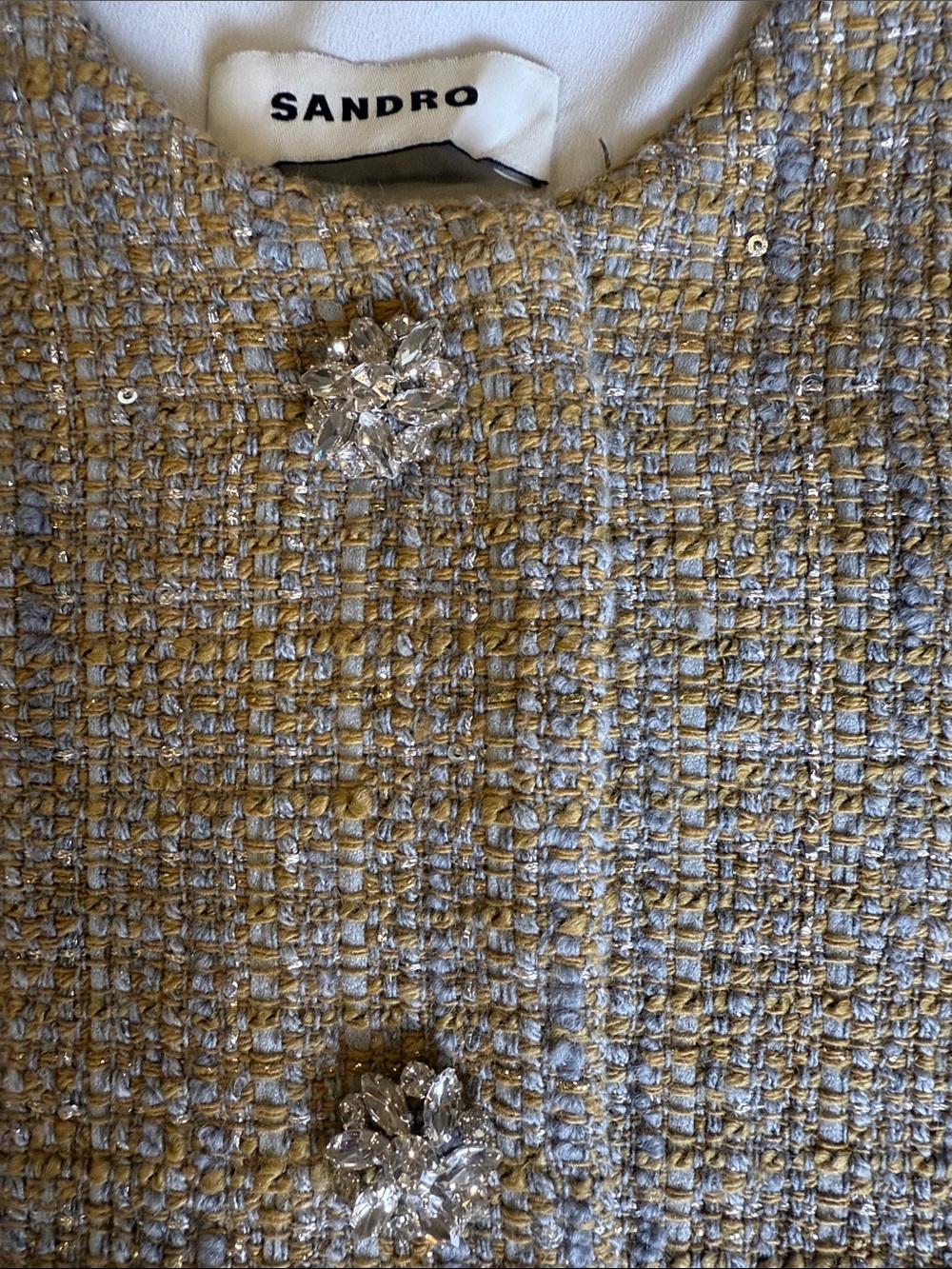 Sandro Paris Sleeveless Tweed Layered V-Neck Mini Dress EUC Size 4 (S) - Picture 9 of 16